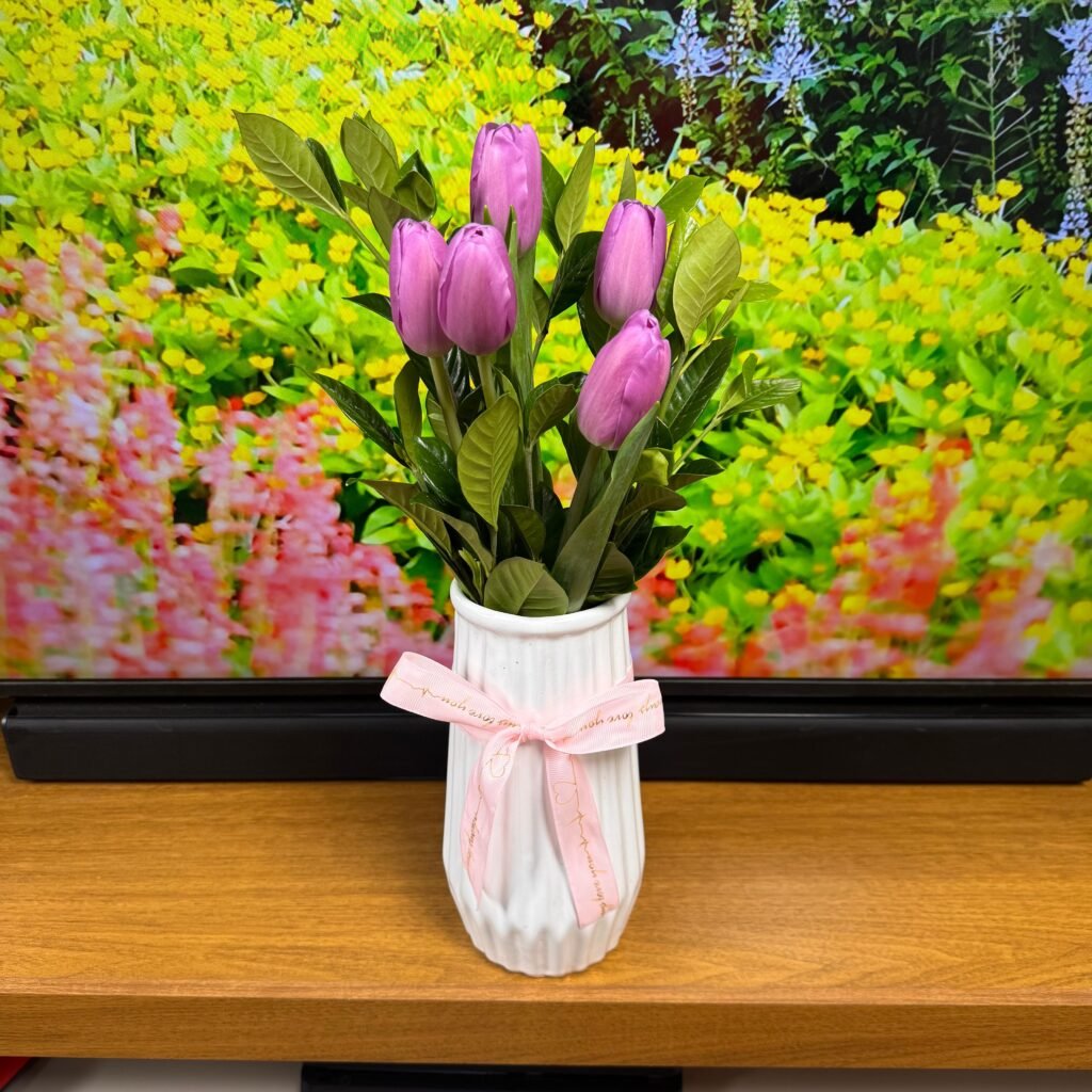 Jarrón de 5 tulipanes